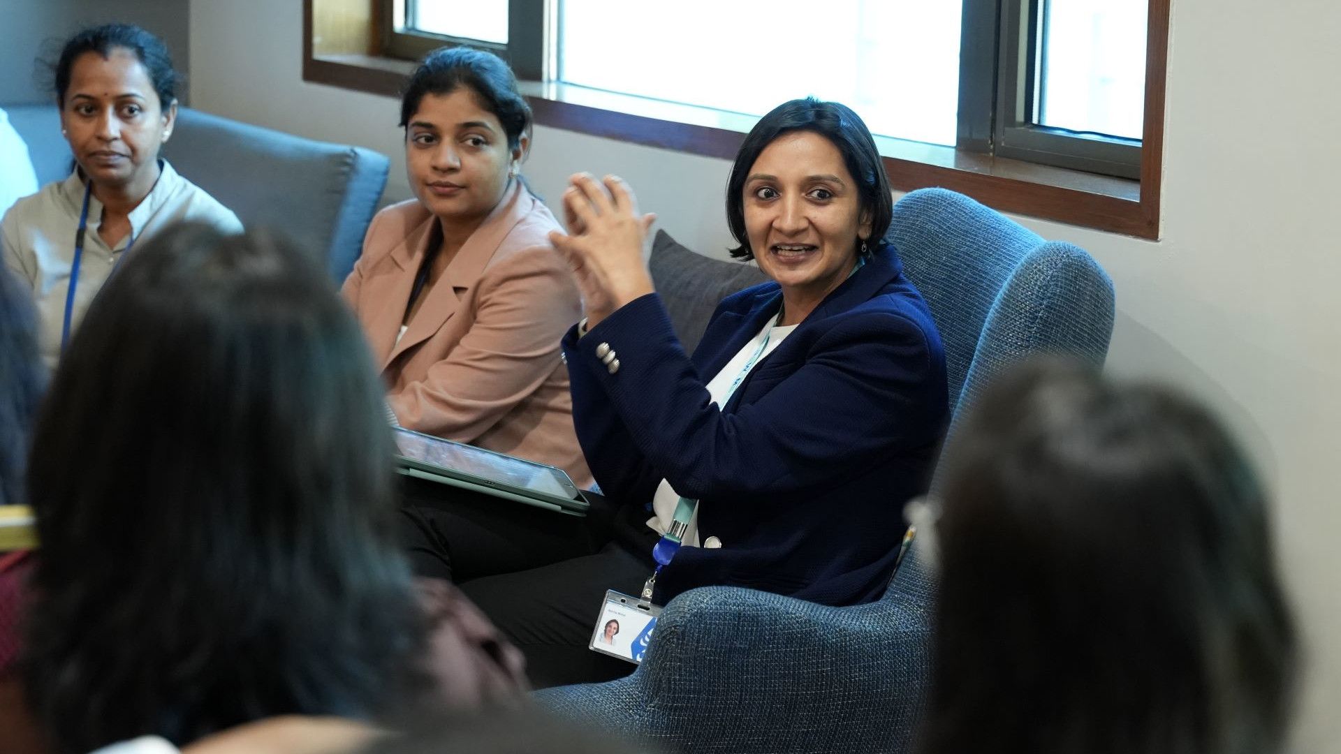 HUL women supply chain leaders addressing people at the Unilever Pathway's event 2024