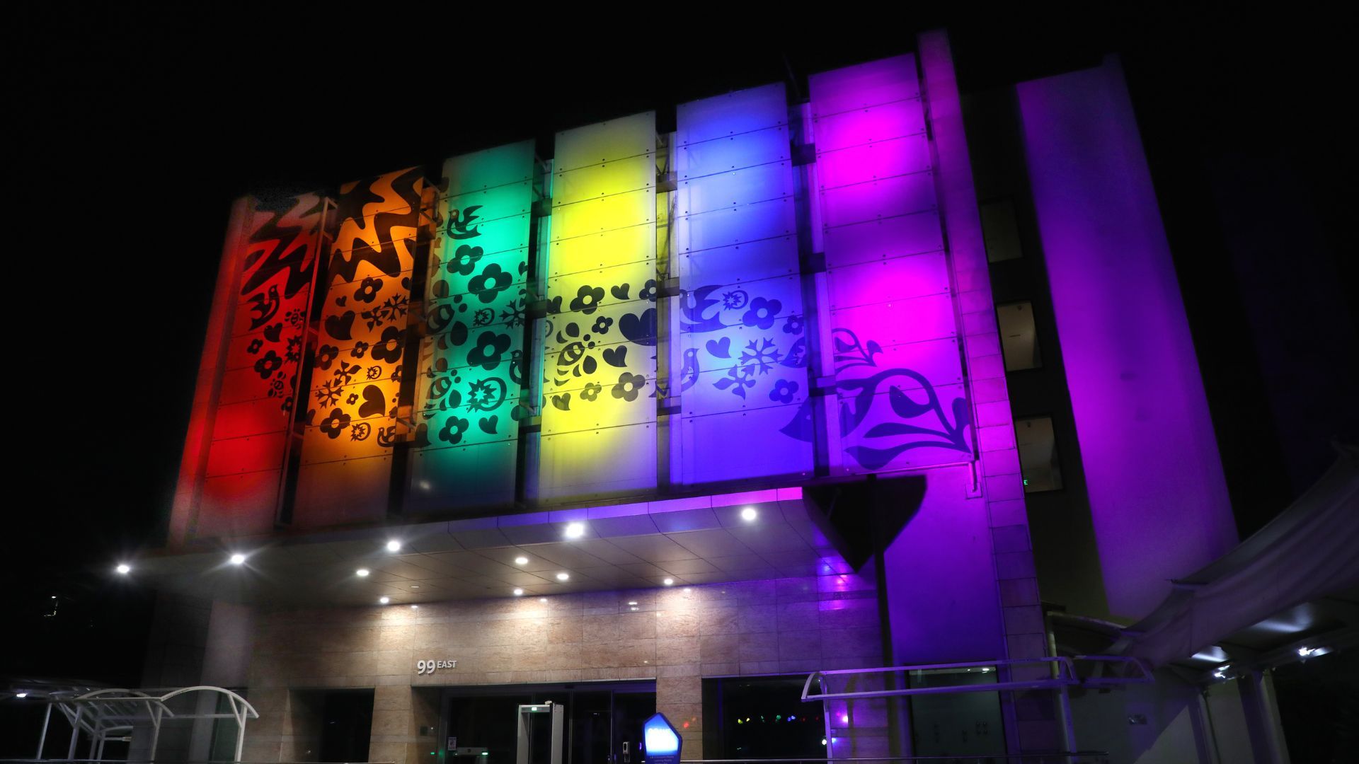 Rainbow reflected on a wall to promote PRIDE unity