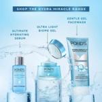 Pond's Hydra Miracle range with serum, biome gel, and facewash.
