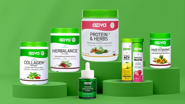 Set of products from the brand OZiva.