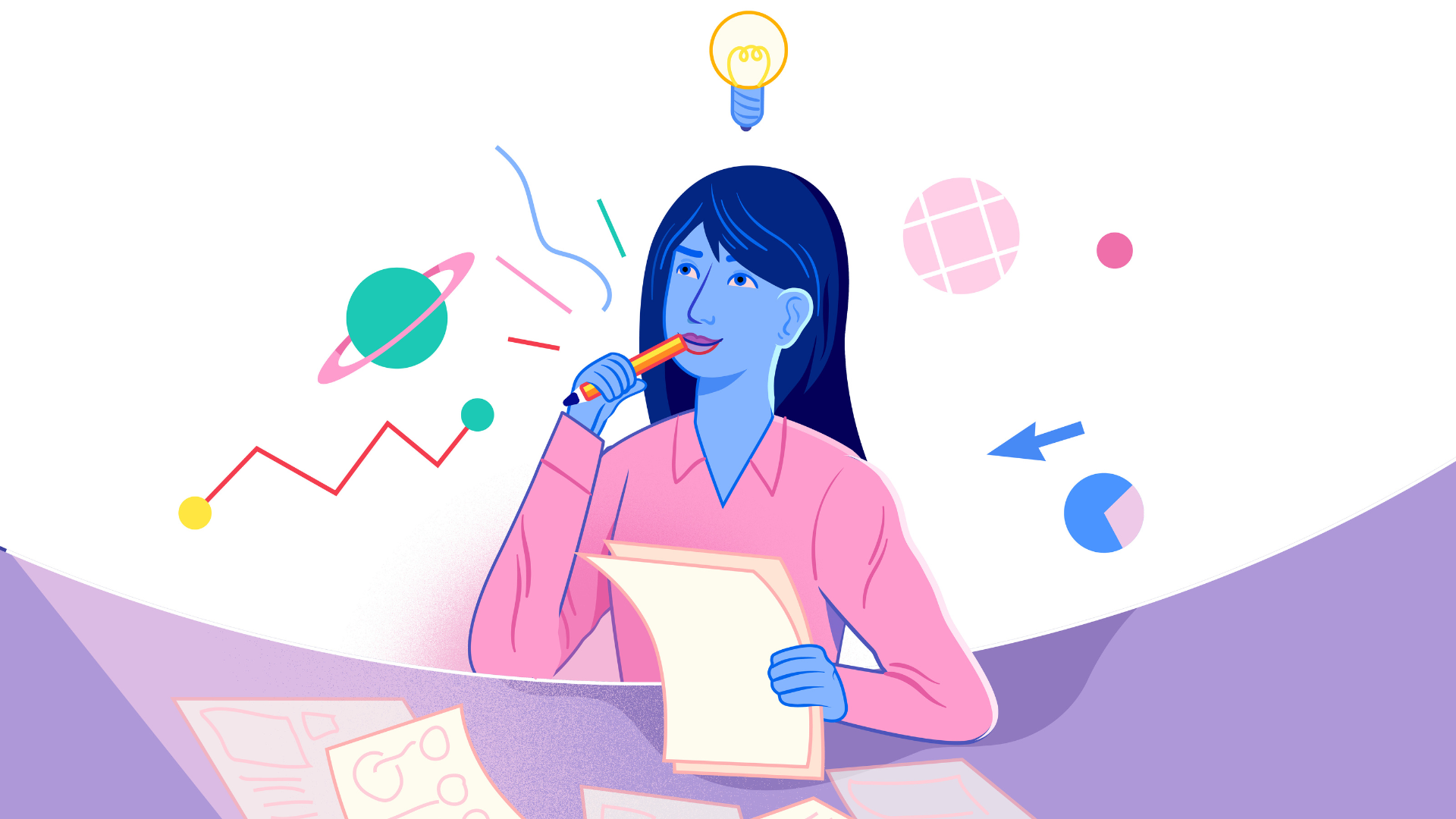 A girl thinking of ideas