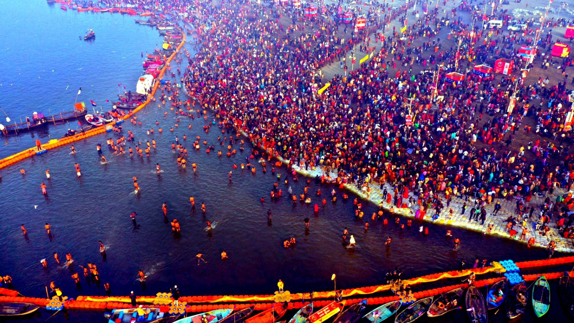 Image of a scenery at the Kumbh Mela Prayagraj.