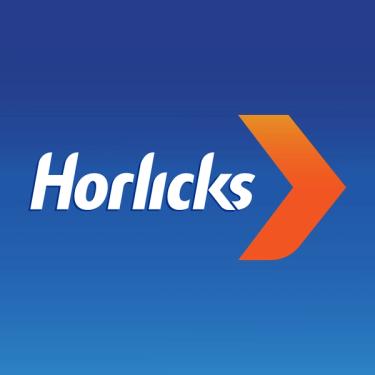 Horlicks logo with blue background