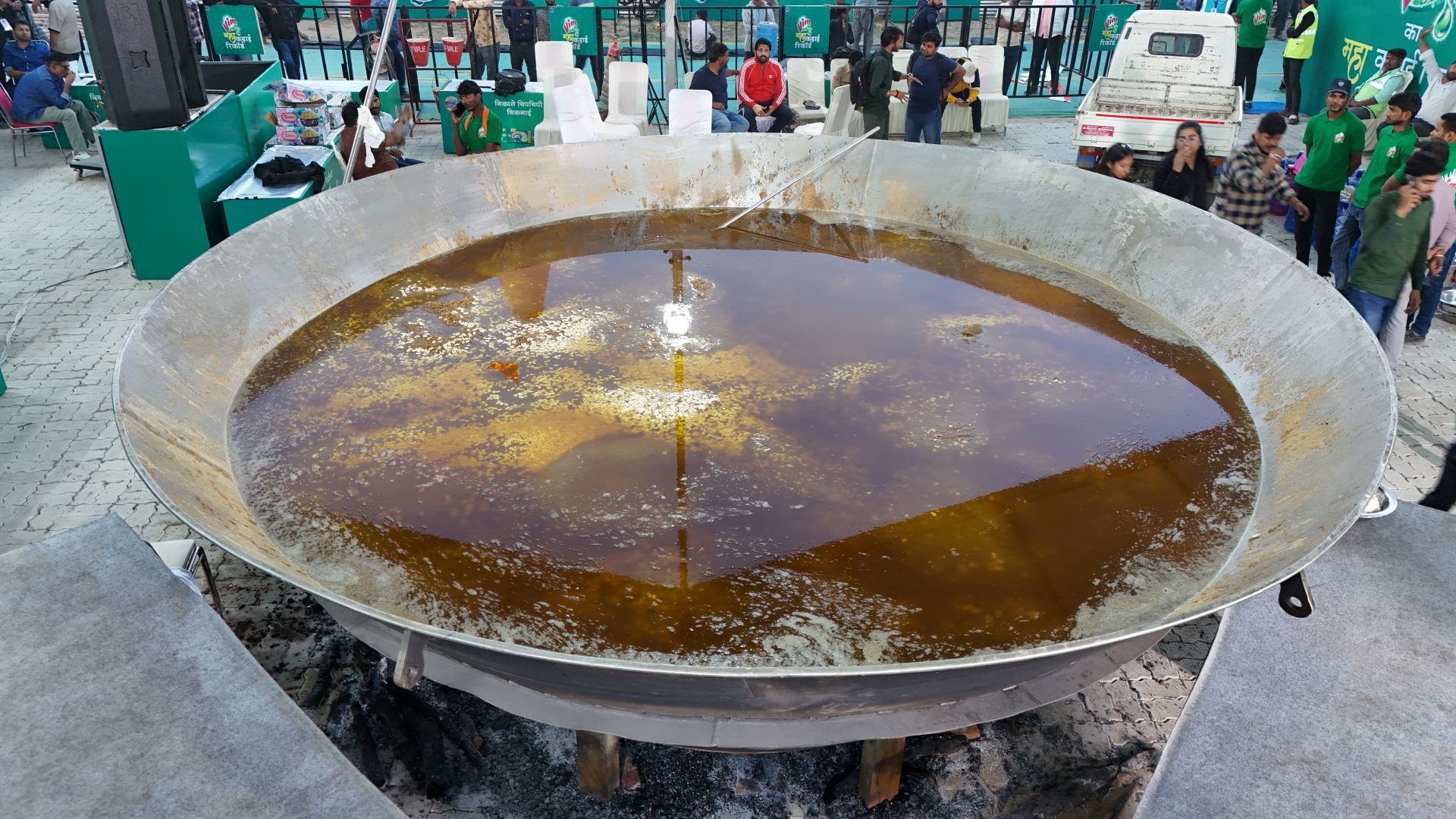 A large pan of halwa.