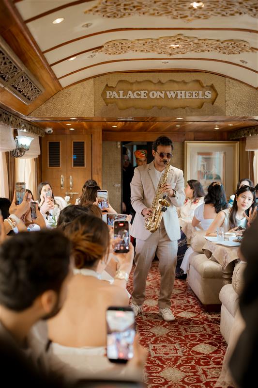 A man playing the saxophone