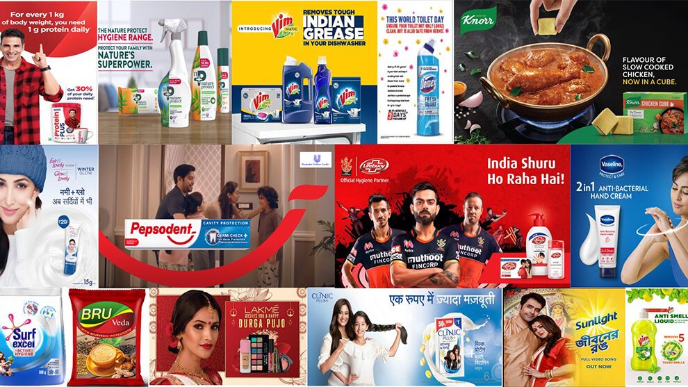A collage of Hindustan Unilever brands