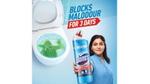 Domex disinfectant toilet cleaner advertisement with a text that reads "Domex blocks malodour for 3 days".