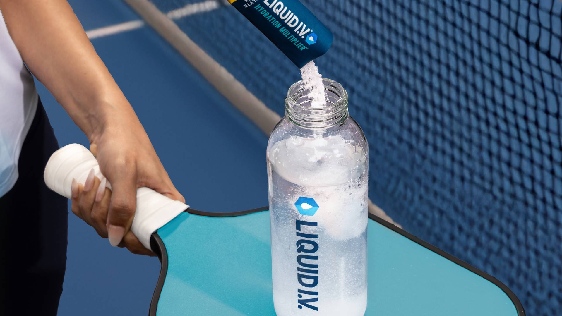 Images of Liquid I. V. range launched in India by Hindustan Unilever Limited. The image contains Liquid I. V. Packshots that appear like paper sachets in stick format. 