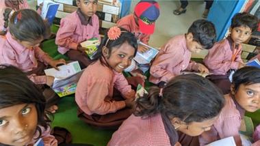 A class of students reading the Swasthya curriculum developed by HUL.