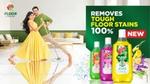 A key visual of the new Vim floor cleaner that reads - removes tough floor stains 100%.
