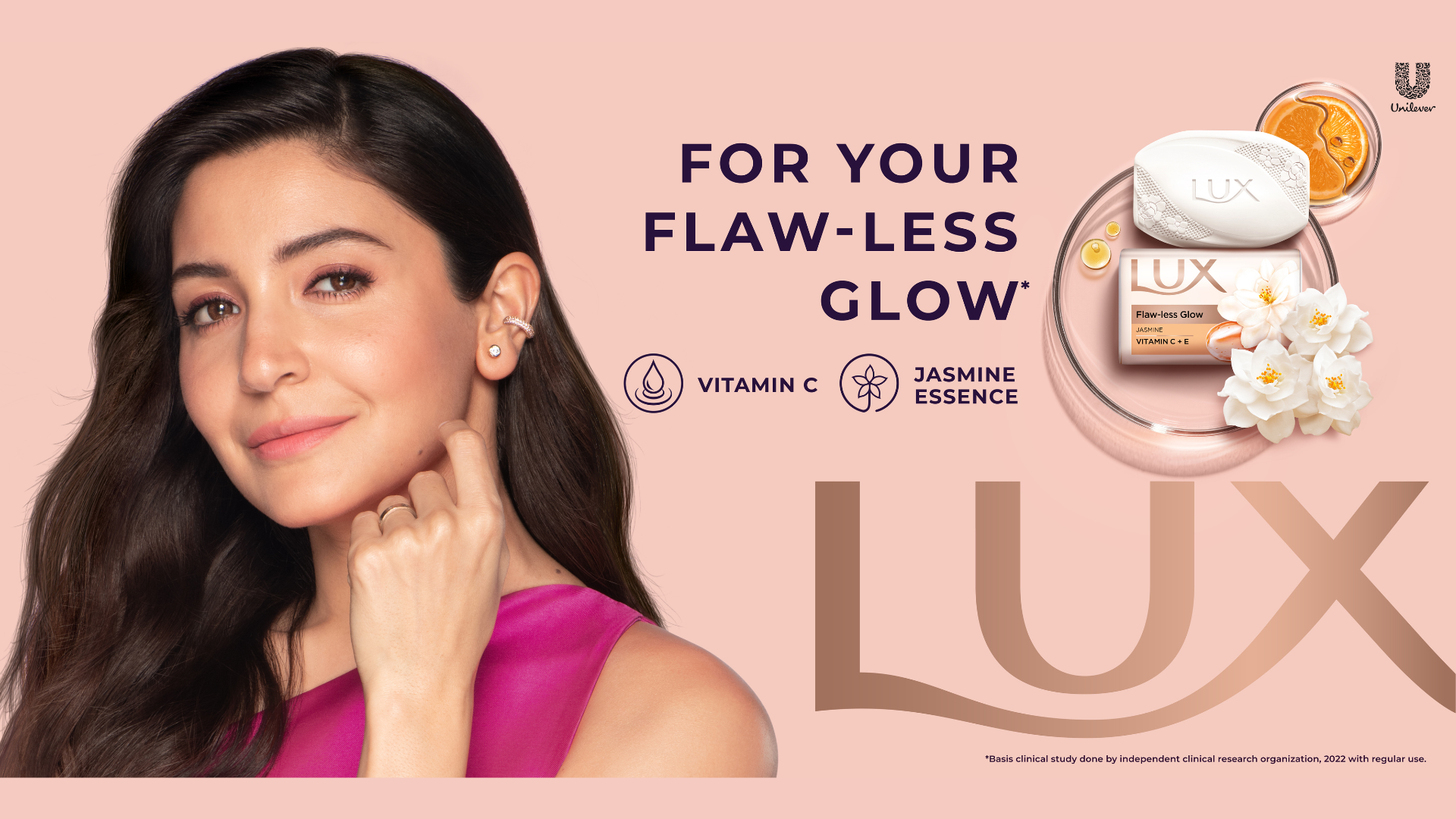 An advert by the Lux Beauty brand promoting the Indulce exfoliate glow