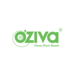 Oziva logo in green colour with text below: Clean, Plant Based