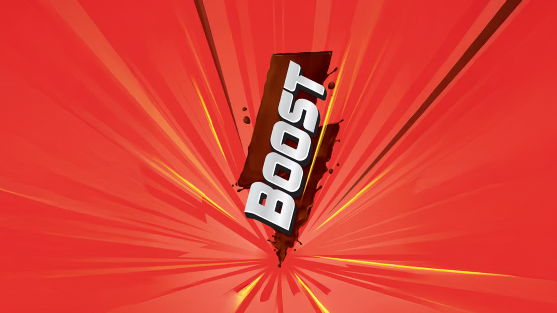 Boost logo with hues of red, orange, yellow, brown background