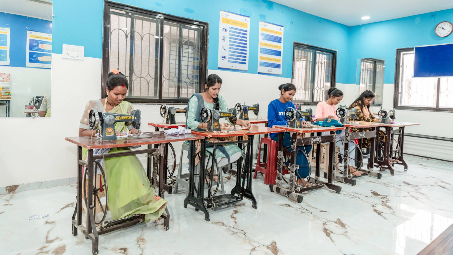 A group of women learning stitching at HUL’s Prabhat Livelihood centre 