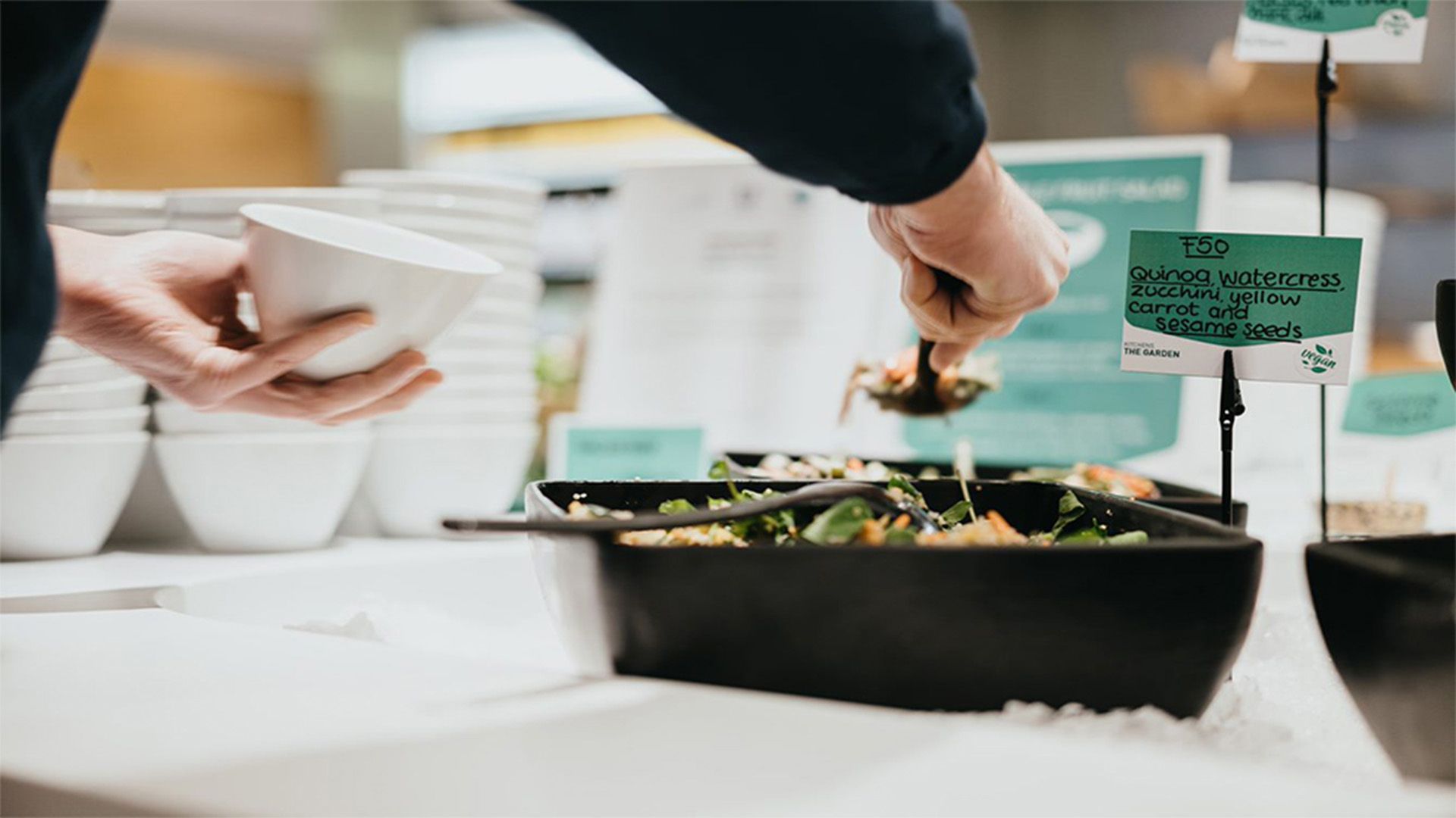 Food being served on counter