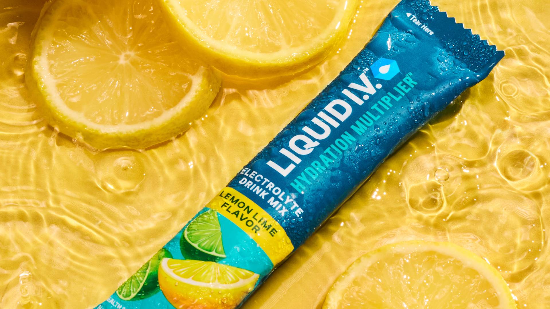 Images of Liquid I. V. range launched in India by Hindustan Unilever Limited. The image contains Liquid I. V. Packshots that appear like paper sachets in stick format. 