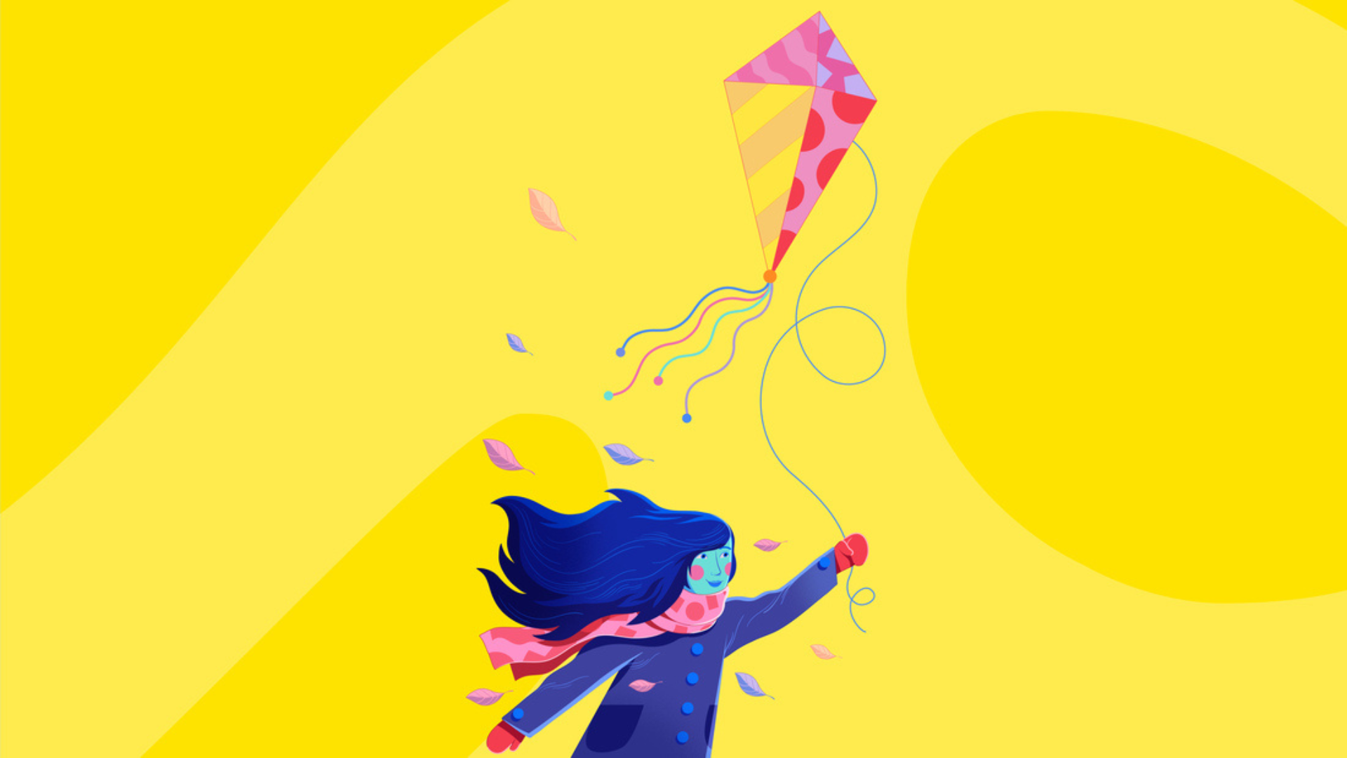 A girl playing with a kite