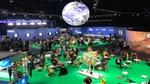 Bird’s-eye view of COP26 venue in Glasgow, with suspended globe