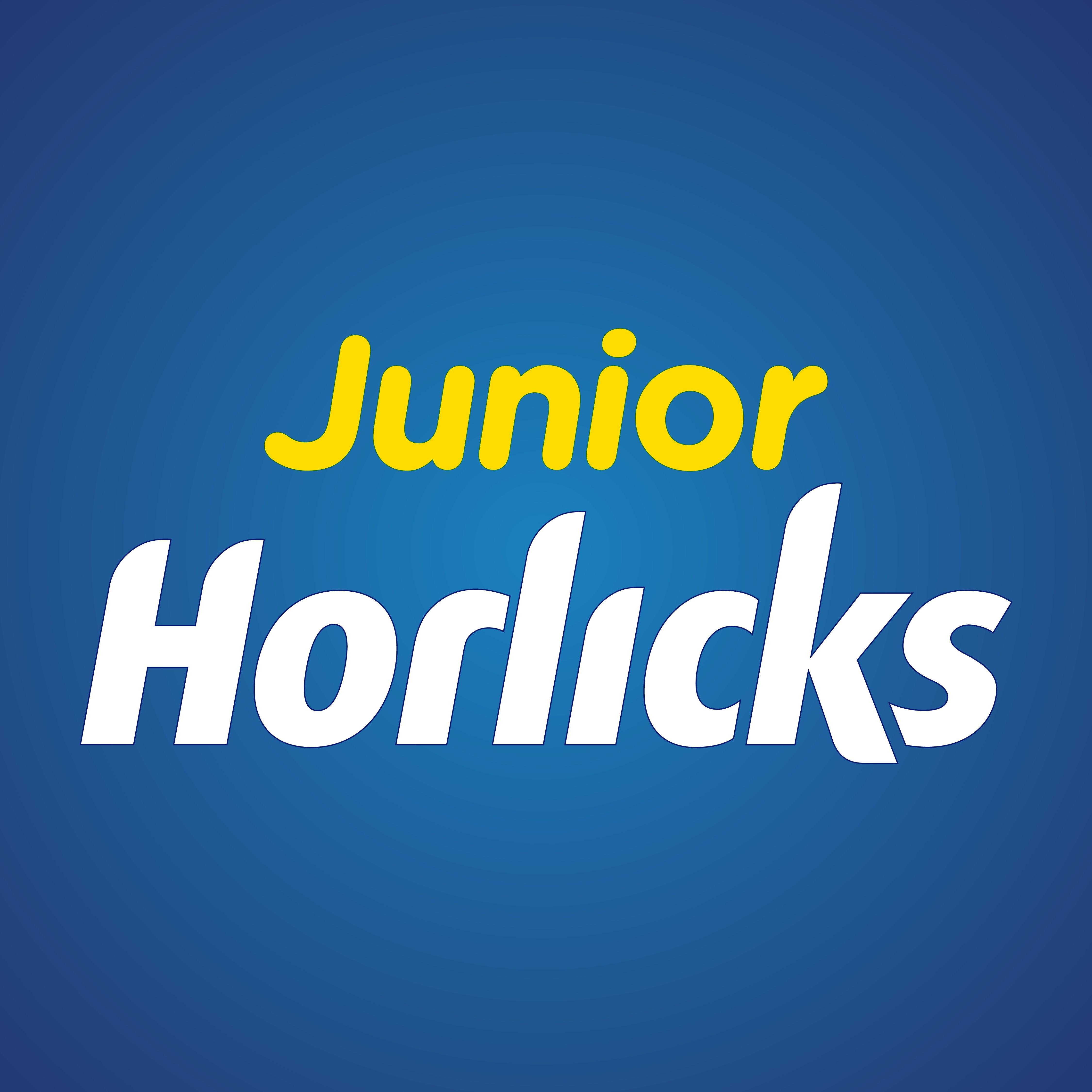 Junior Horlicks logo with blue background