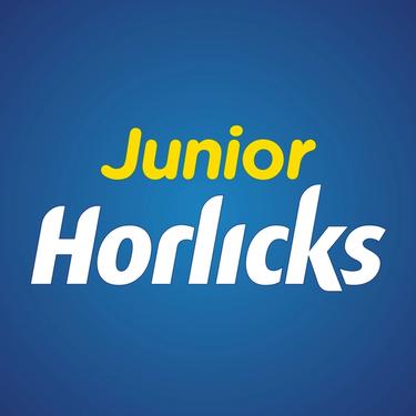 Junior Horlicks logo with blue background