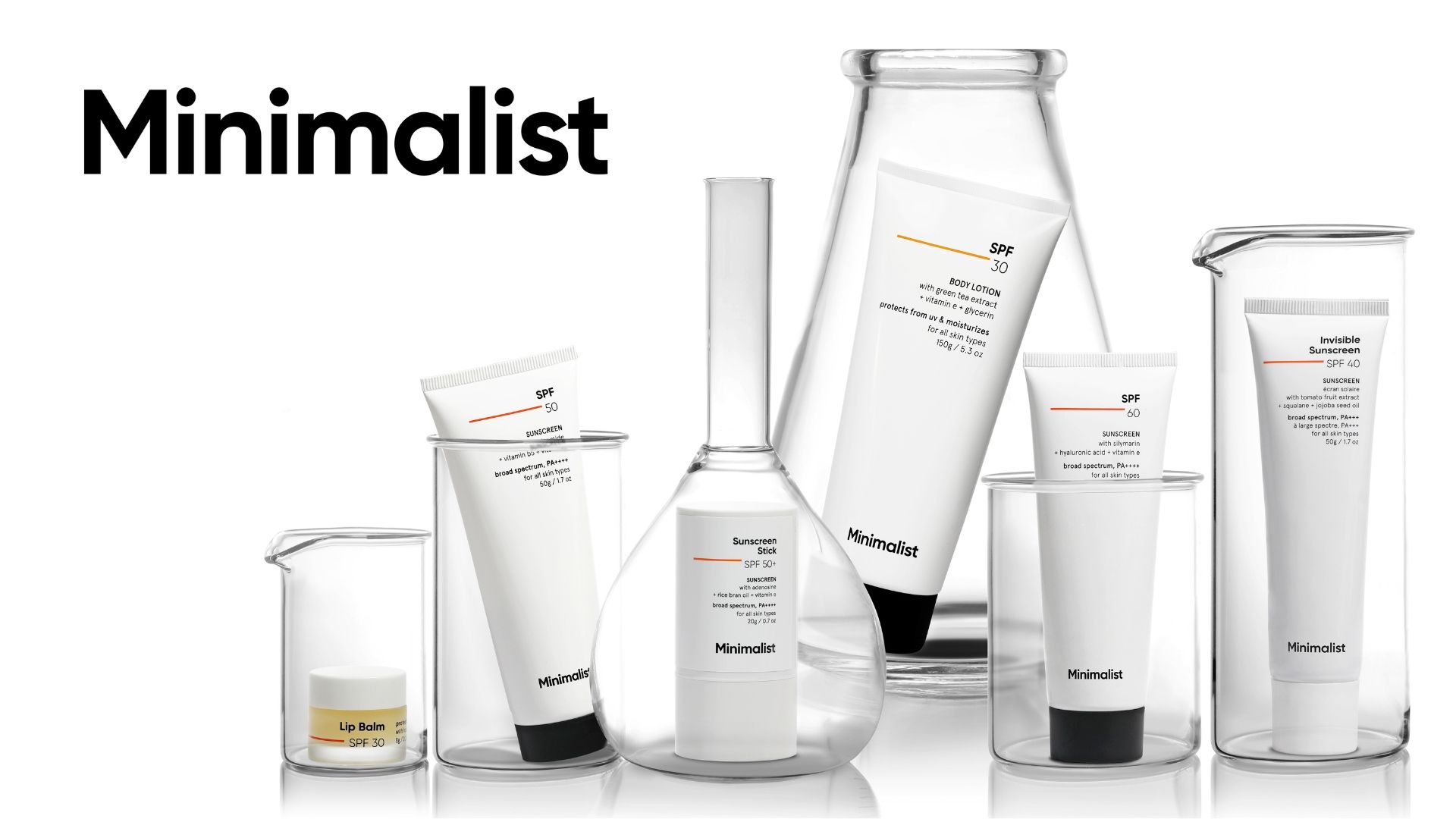 Skincare tube and bottles