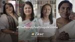 A collage of Dove Stop The Beauty Test campaign key visuals launched in July 2024. The collage includes images of four Indian mothers.