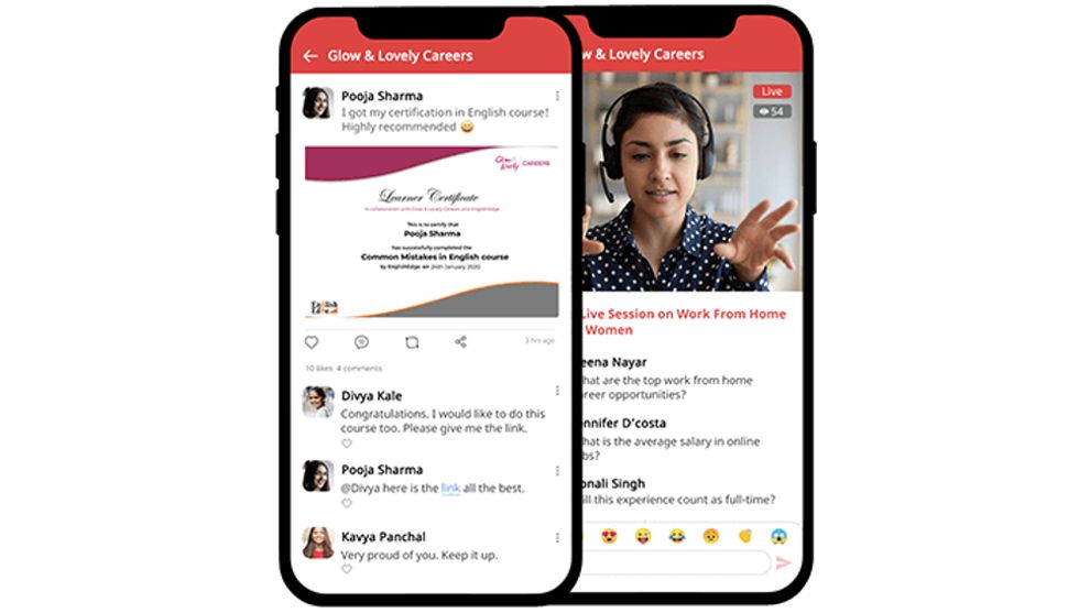 A snapshot of the Glow & Lovely mobile app
