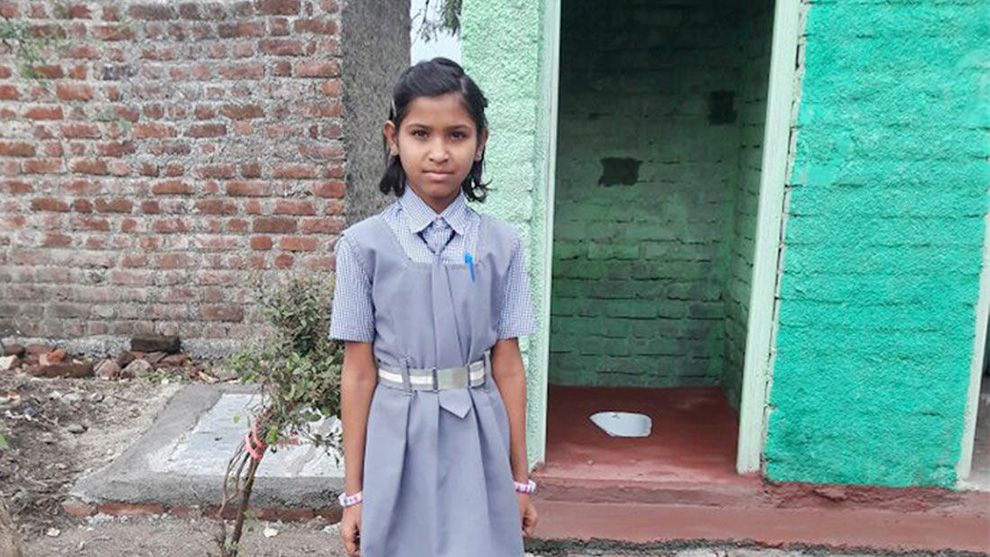 Shweta beside toilet