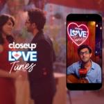 A couple holding hands with "Closeup Love Tunes" text, and a smartphone showing a man playing guitar.